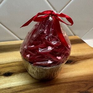 Red Decorative Cupcake Candle with Ribbon